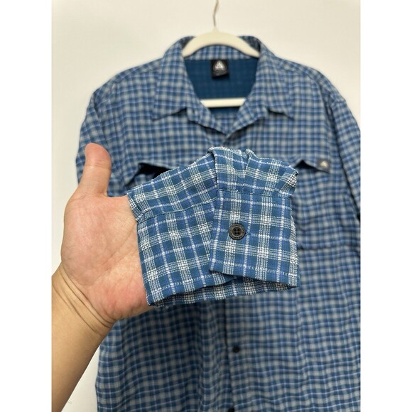 Vintage Nike ACG Dri Fit Shirt Mens Large Blue Plaid All Condition Gear - Picture 8 of 16